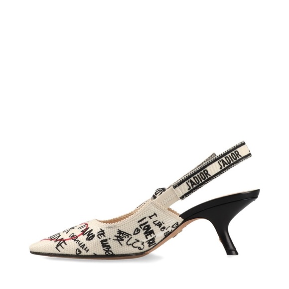 Authentic Dior Graffiti Embroidery Slingback Pumps in white 36 1/2 US 6 1/2 - Picture 7 of 16